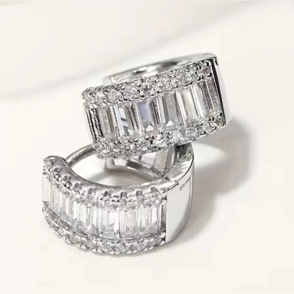 👠 Beautiful Gold Plated  Cz Diamond Huggies